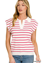 Striped Collared Knit Sweater Vest -