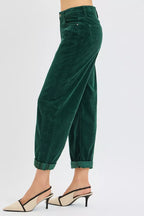 High Rise Barrel Corduroy Pants -