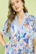 Boho Printed V-Neck Blouse -