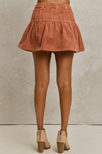 Pintuck Corduroy Mini Skirt -