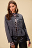 Peplum Pocket Denim Jacket - BLACK