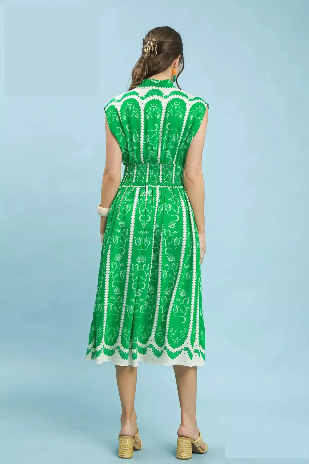 Smocked Detail Midi Dress -