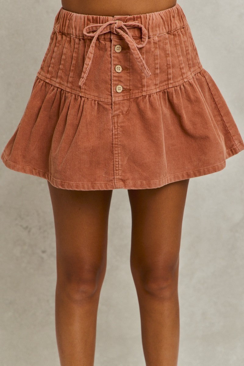 Pintuck Corduroy Mini Skirt -