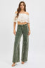 High Rise Corduroy Wide Leg Jeans - FOREST