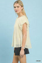 Soft Crinkle Flutter Sleeve Blouse -