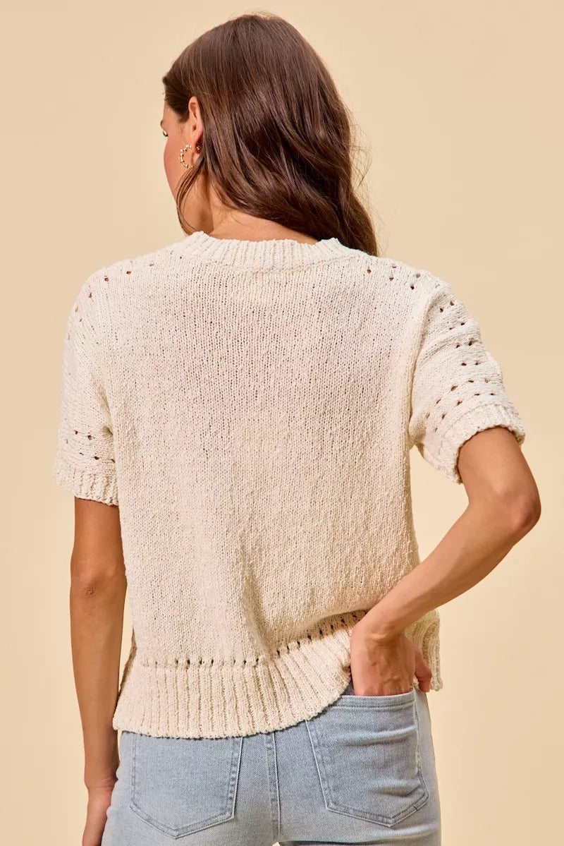Duck Pattern Short Sleeve Sweater -