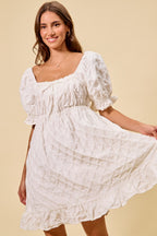 Textured Ruched Bust Mini Dress -