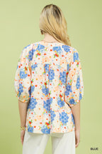 Painterly Floral Button Blouse -