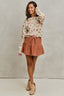 Pintuck Corduroy Mini Skirt - RUST
