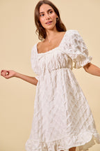 Textured Ruched Bust Mini Dress -