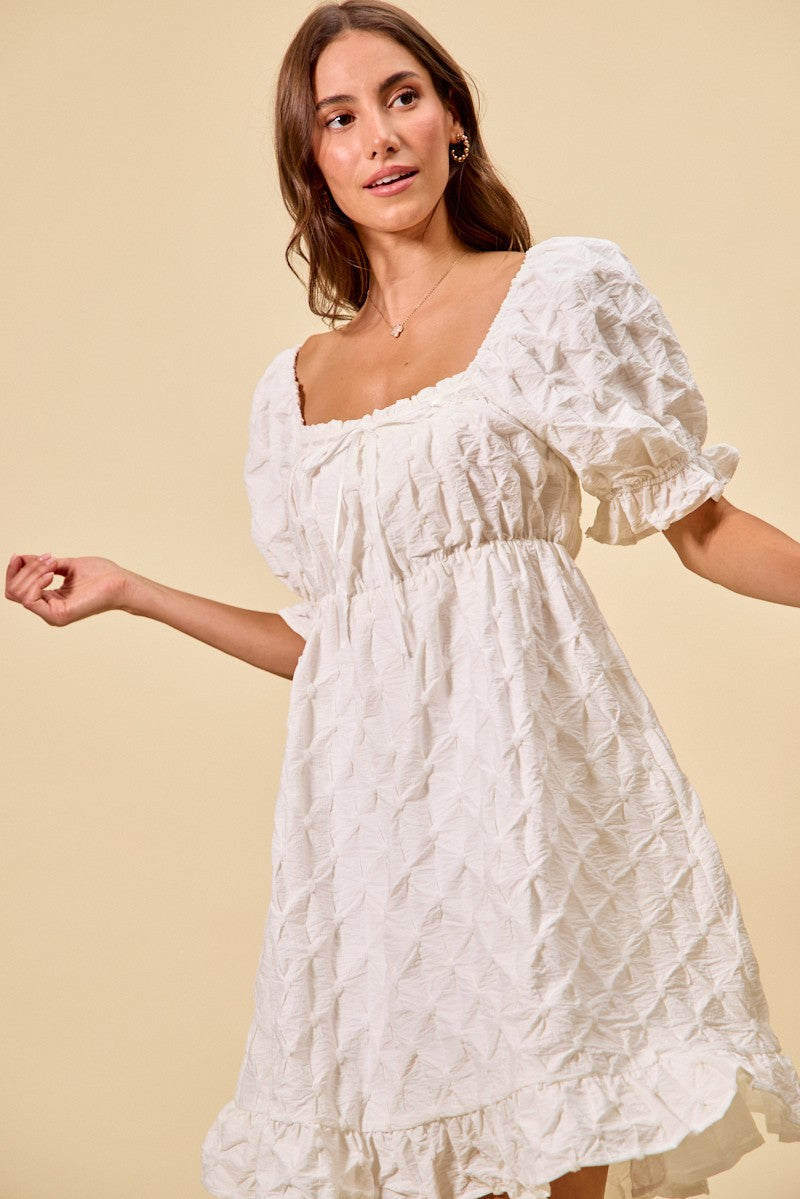 Textured Ruched Bust Mini Dress -