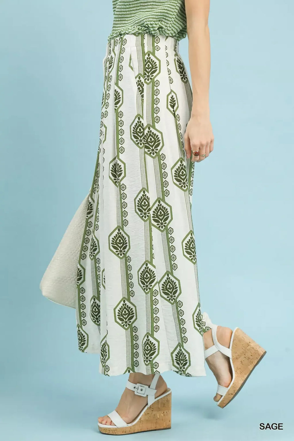 Geometric Print Wide Leg Pants -