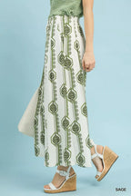 Geometric Print Wide Leg Pants -
