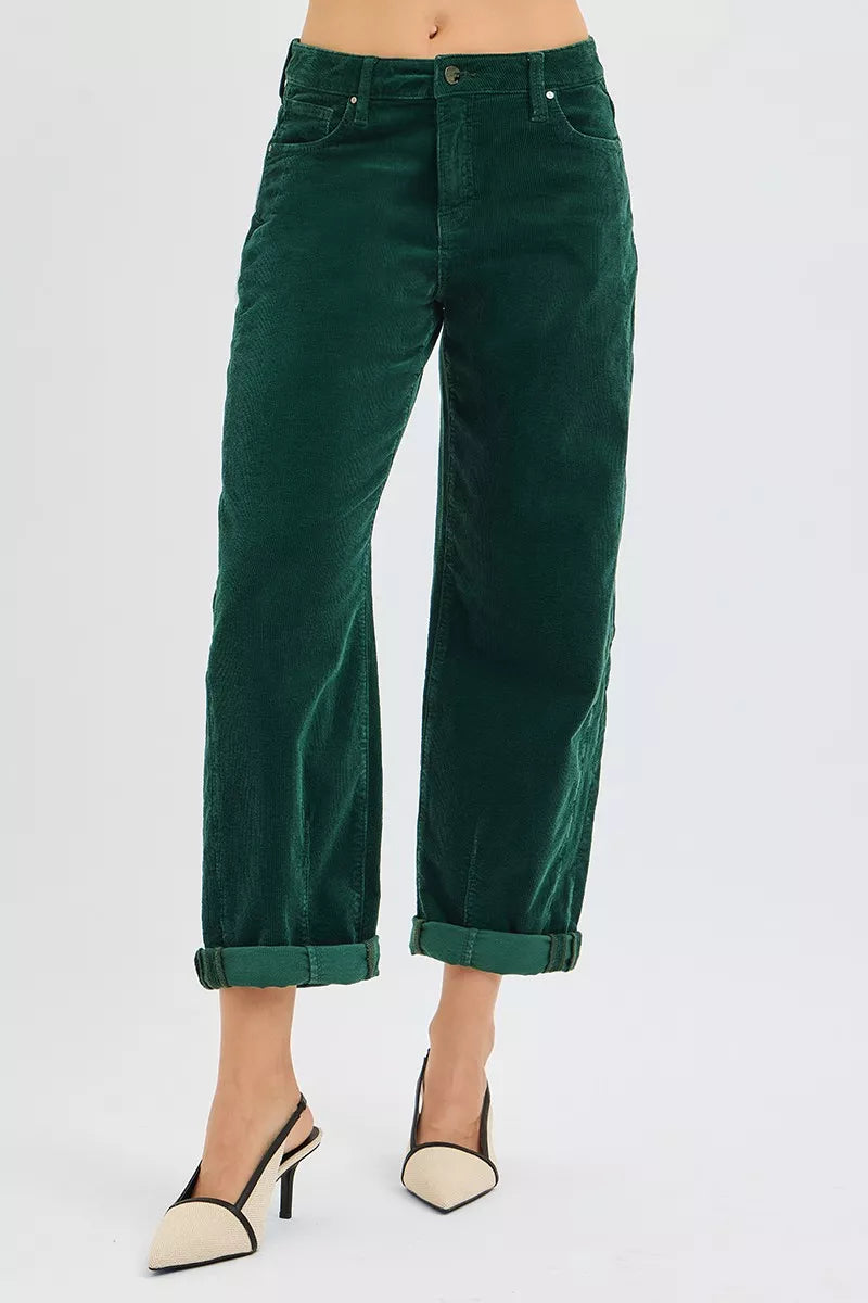 High Rise Barrel Corduroy Pants -