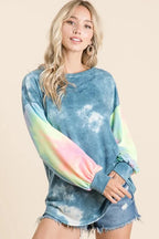 Tie Dye French Terry Contrast Sweatshirt -