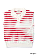 Striped Collared Knit Sweater Vest -