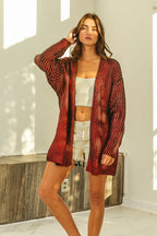 Metallic Knit Open Front Cardigan -