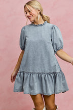 Tiered Denim Mini Dress -