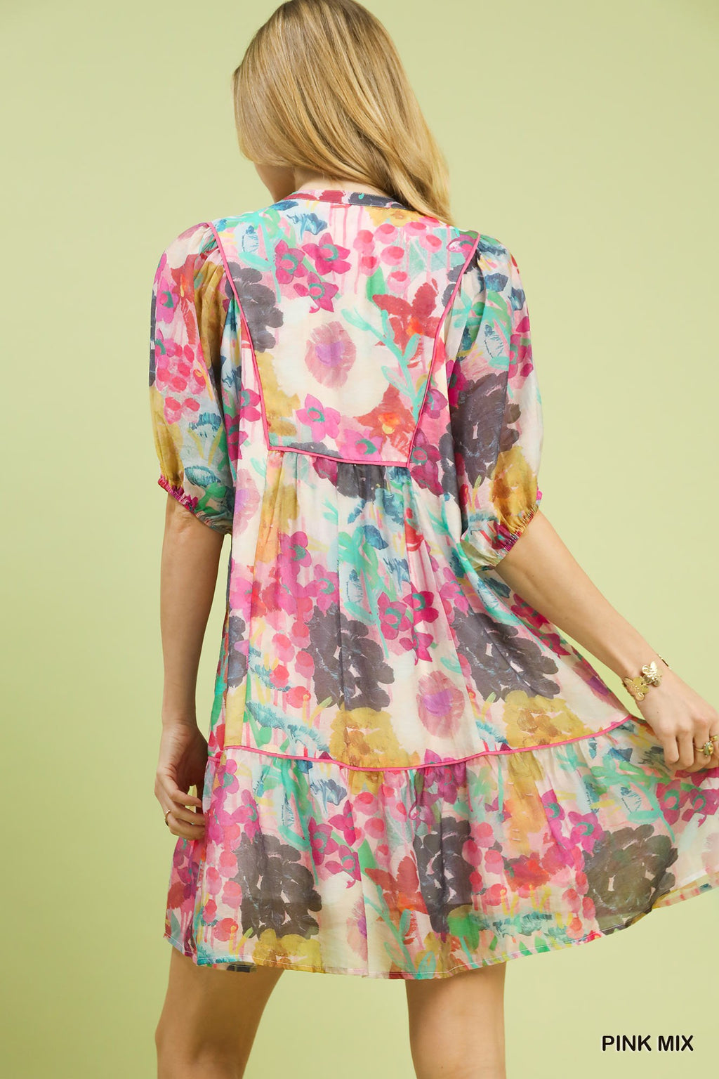 Watercolor Floral Babydoll Dress -