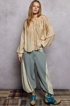 Embroidered Washed Button Down Shirt -