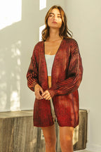 Metallic Knit Open Front Cardigan -