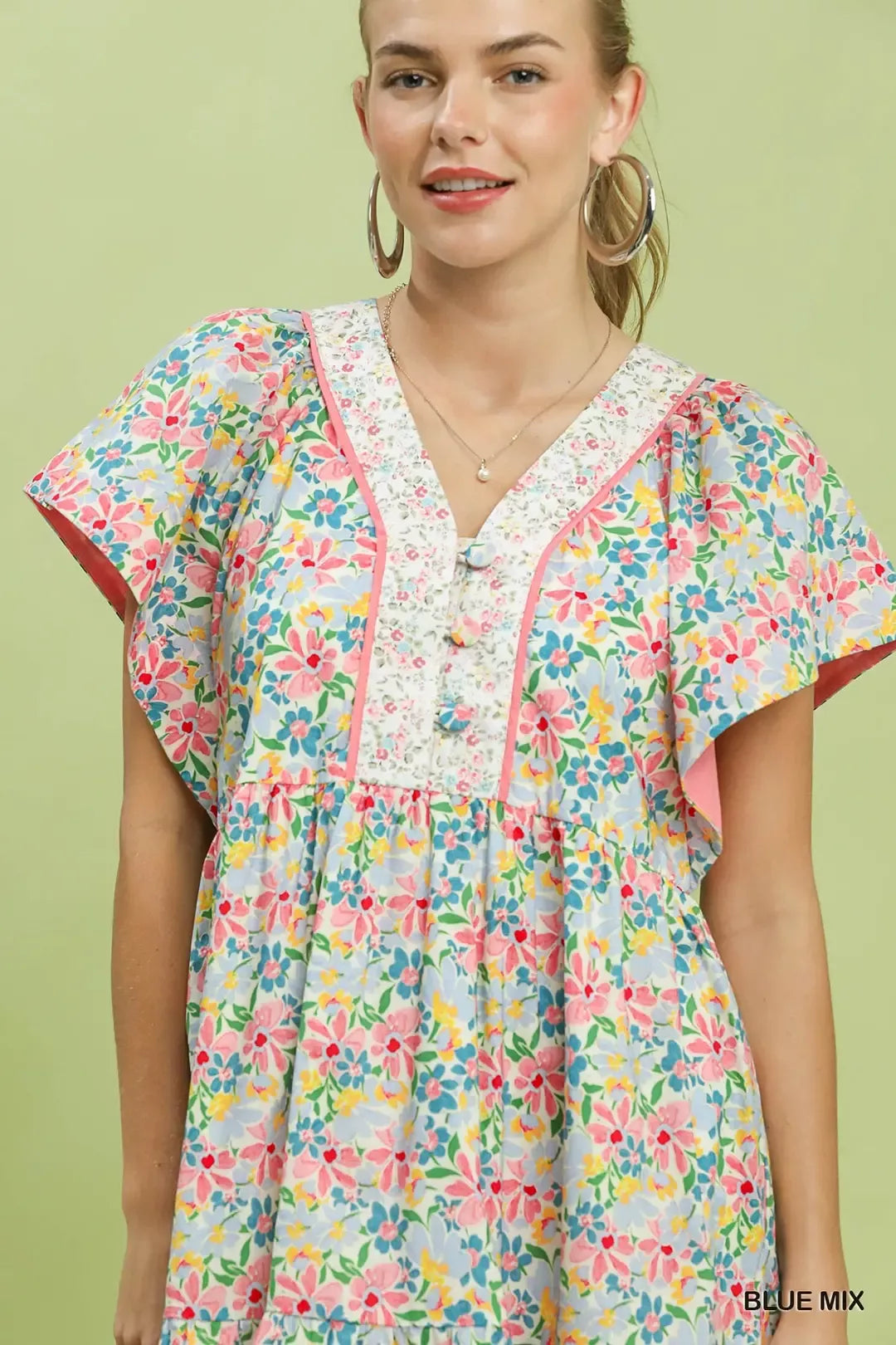 Floral Tiered Pocket Mini Dress Secondary image