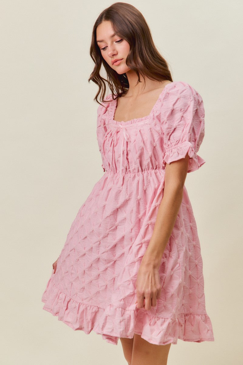 Ruched Textured Mini Dress -