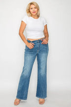 Mid Rise Whisker Wash Bootcut Jeans -