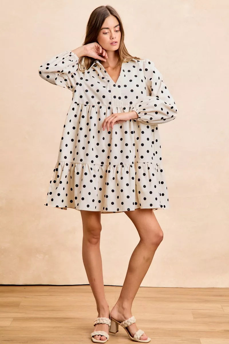 Polka Dot Corduroy Mini Dress -