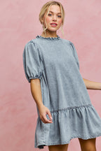 Tiered Denim Mini Dress -