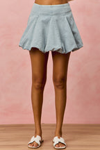 Bubble Hem Denim Skirt -