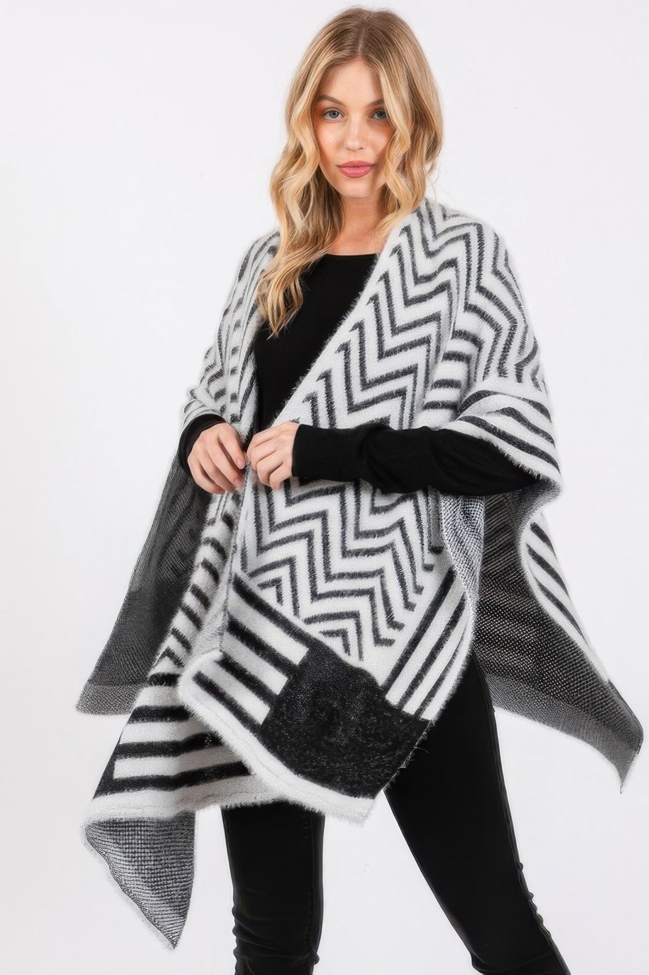 Chevron Knit Pattern Ruana - Main image