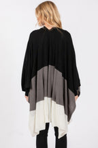 Colorblock Knit Fringe Ruana -