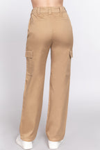 Cotton Blend Straight Leg Cargo Pants -