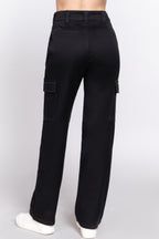 Cotton Blend Straight Leg Cargo Pants -