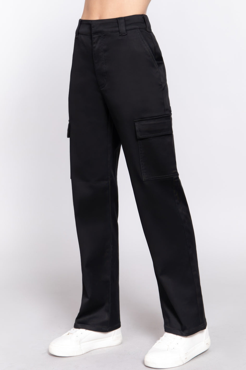 Cotton Blend Straight Leg Cargo Pants -