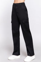 Cotton Blend Straight Leg Cargo Pants -