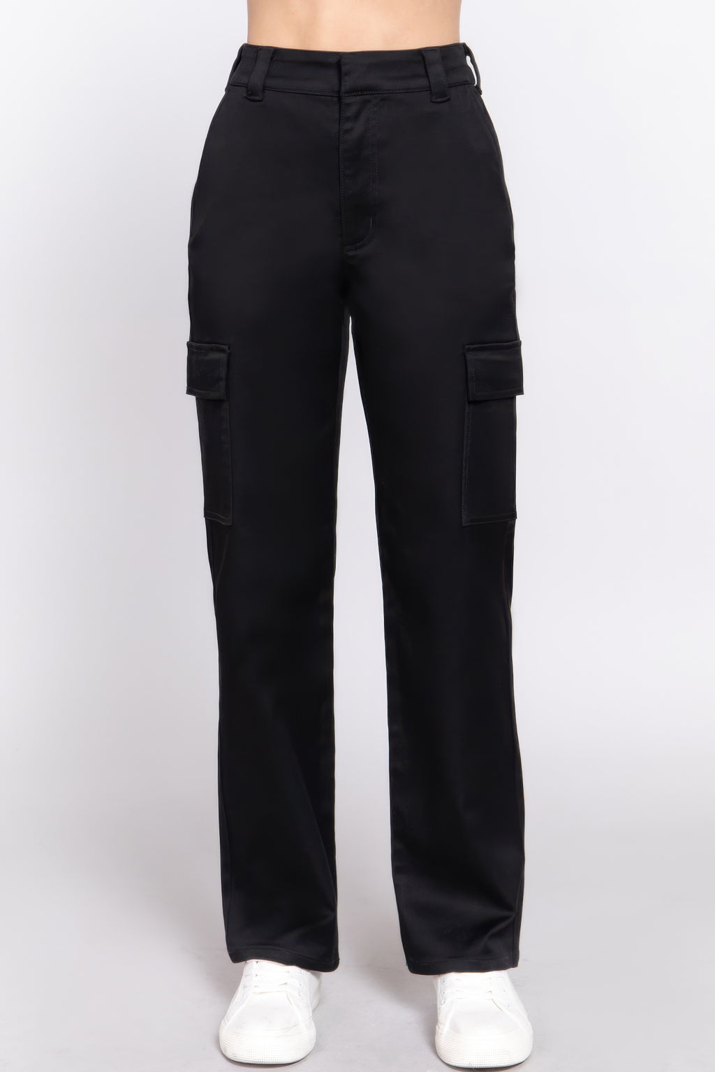 Cotton Blend Straight Leg Cargo Pants -