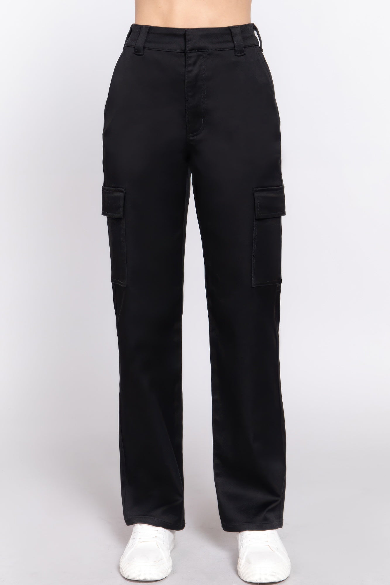 Cotton Blend Straight Leg Cargo Pants -