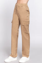 Cotton Blend Straight Leg Cargo Pants -