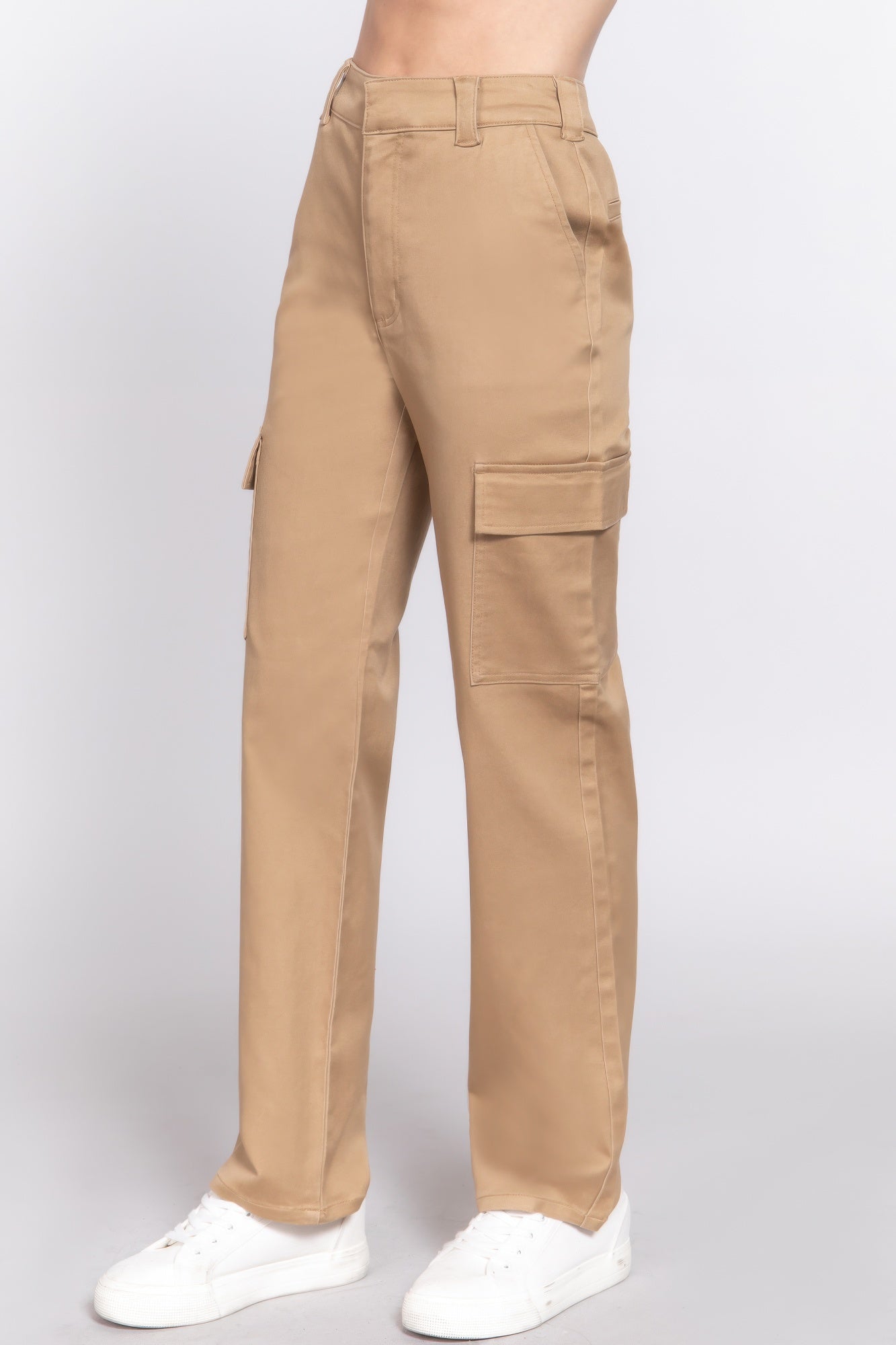 Cotton Blend Straight Leg Cargo Pants -