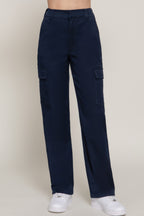 Cotton Blend Straight Leg Cargo Pants -