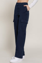 Cotton Blend Straight Leg Cargo Pants -