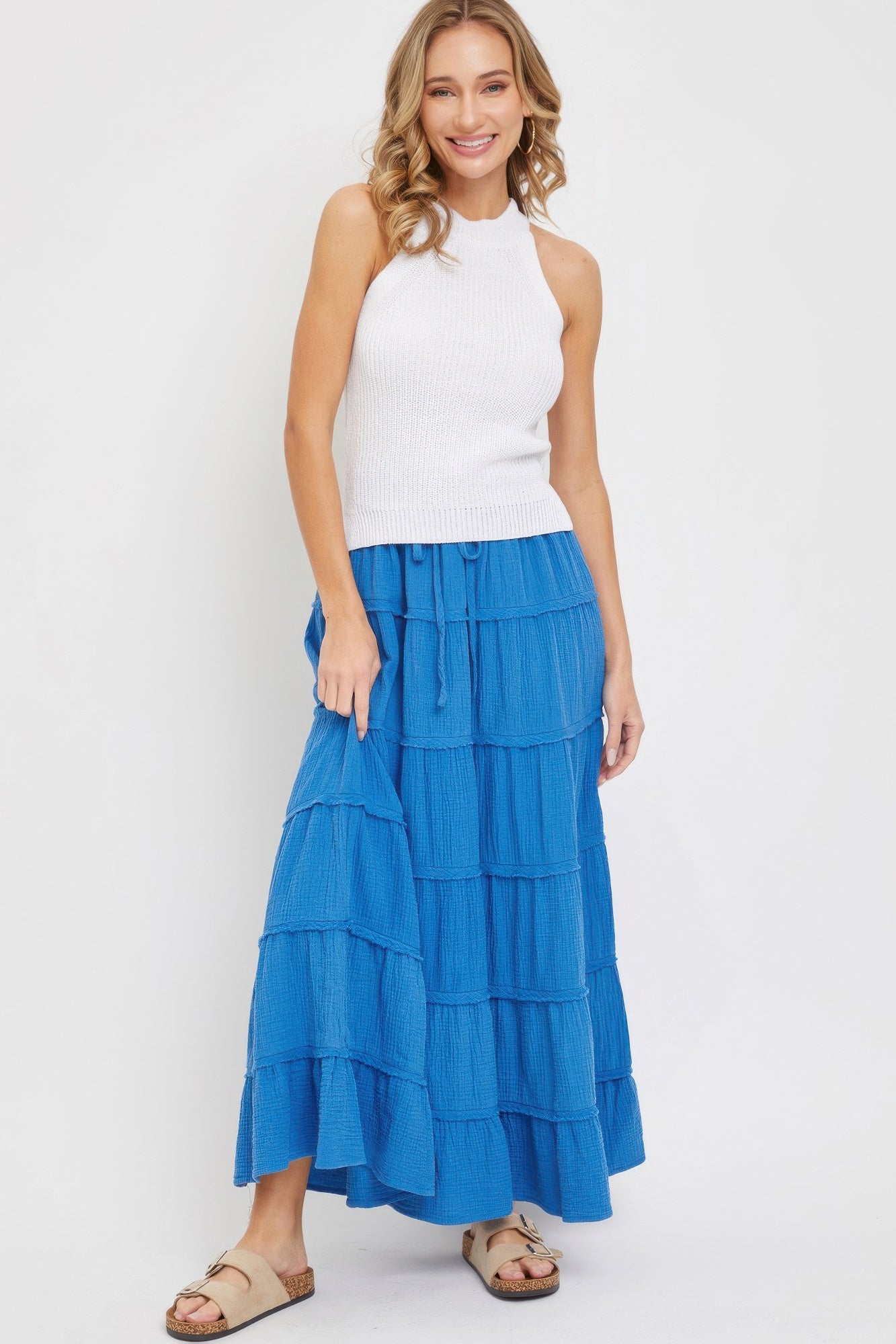 Cotton Gauze Tiered Maxi Skirt -