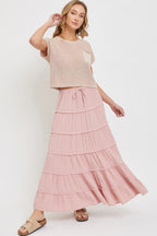 Cotton Gauze Tiered Maxi Skirt -