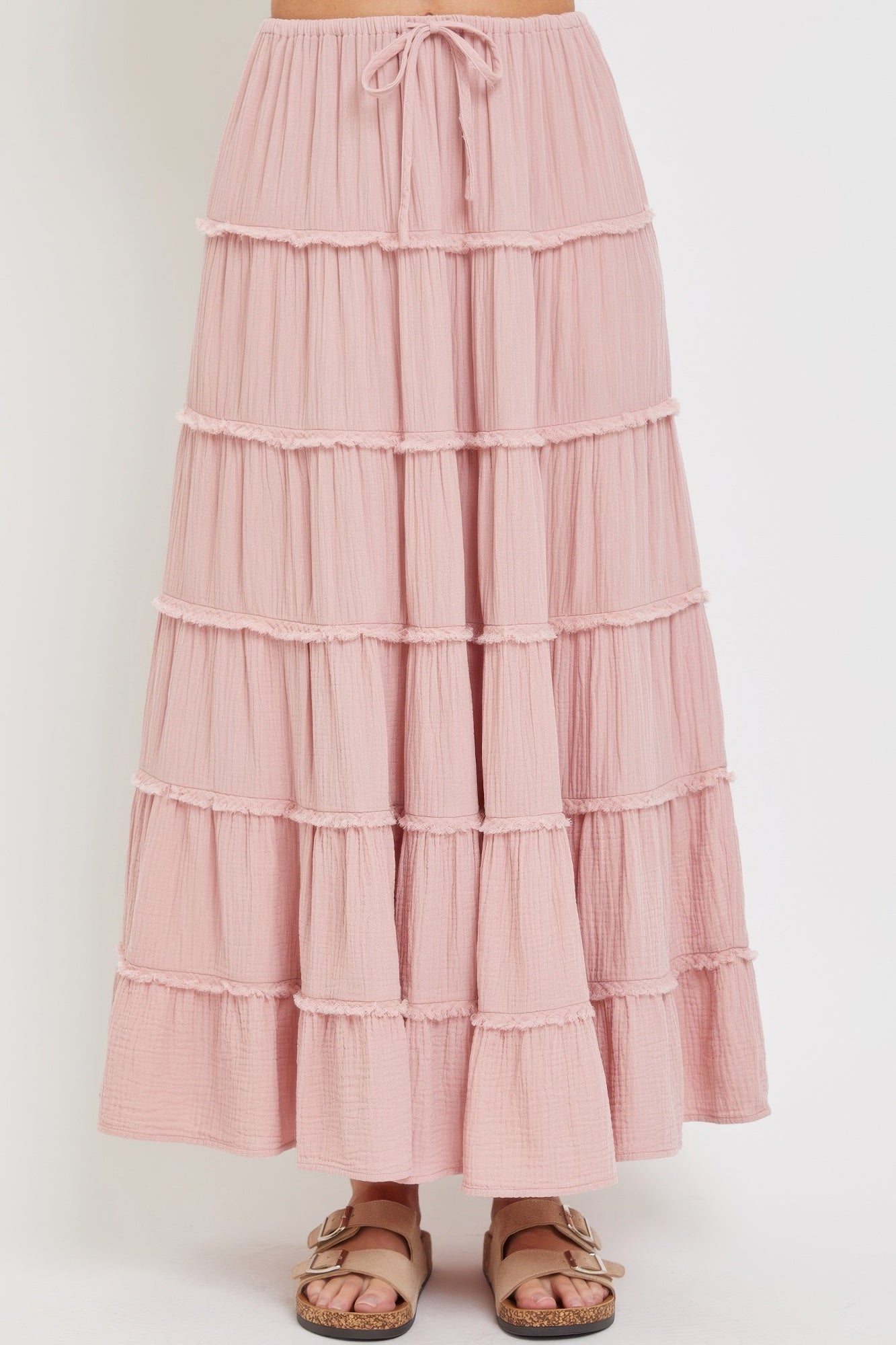 Cotton Gauze Tiered Maxi Skirt -