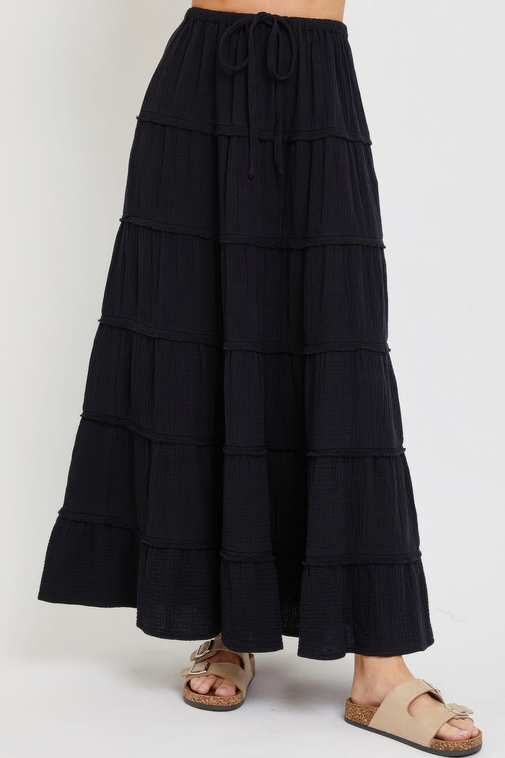 Cotton Gauze Tiered Maxi Skirt -