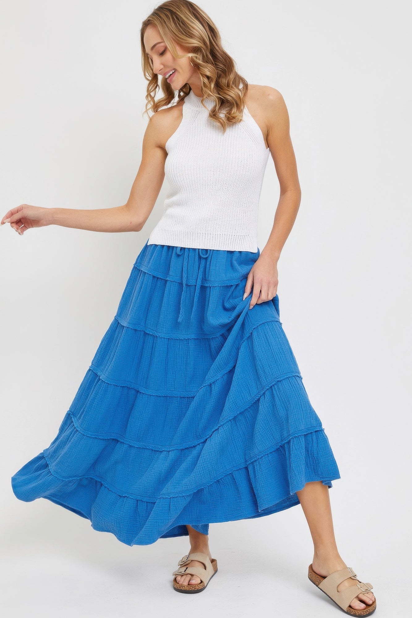 Cotton Gauze Tiered Maxi Skirt -
