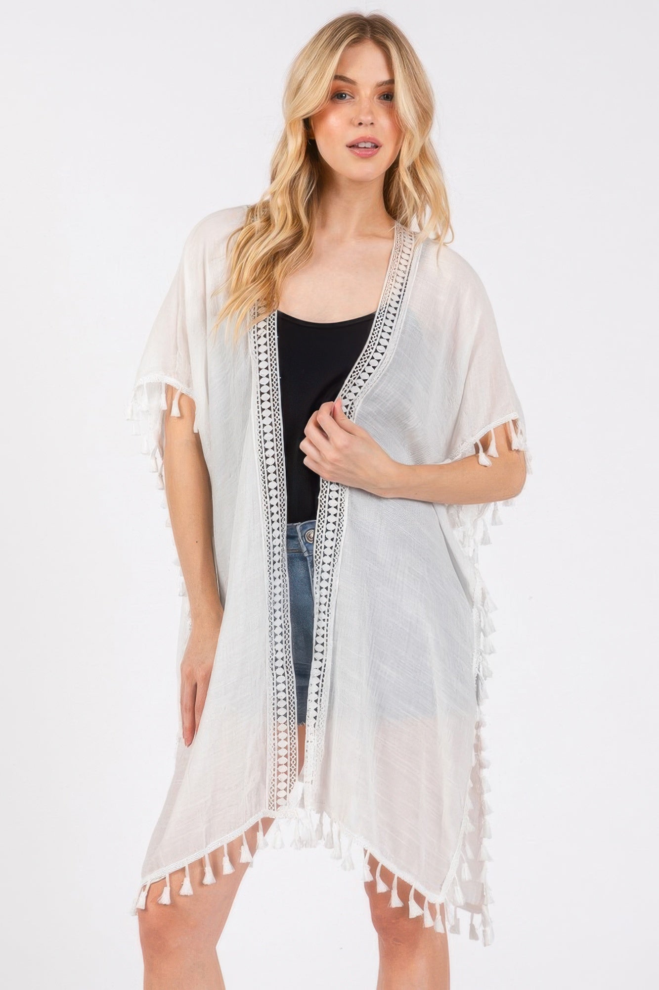 Crochet Tassel Trim Cover Up -