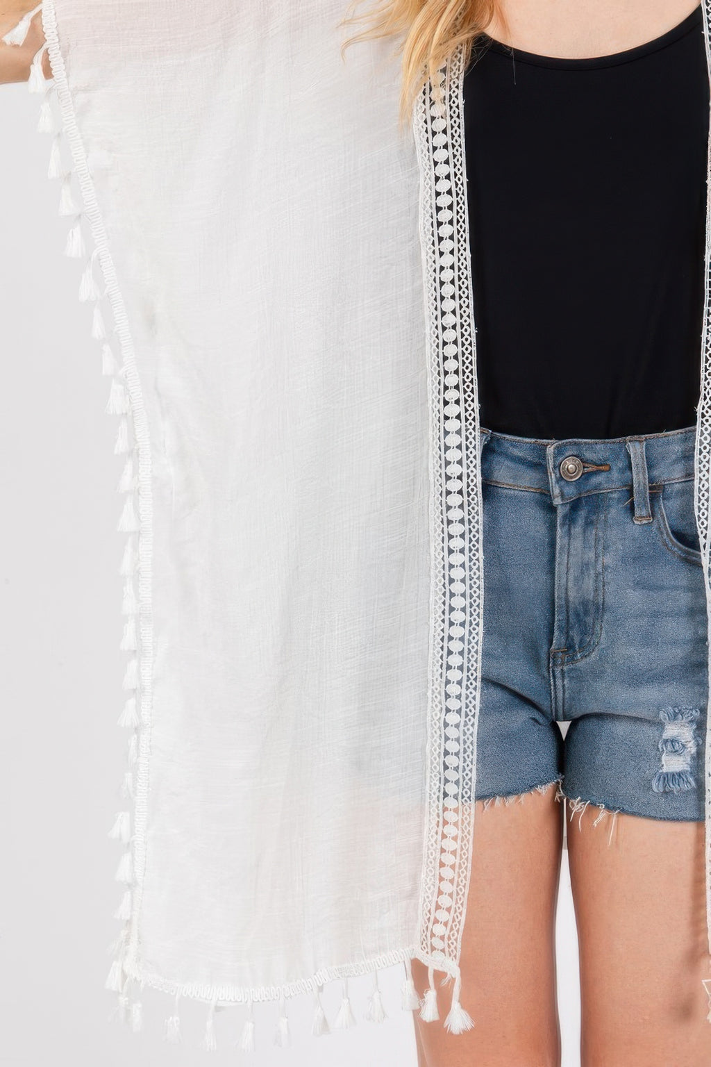 Crochet Tassel Trim Cover Up -